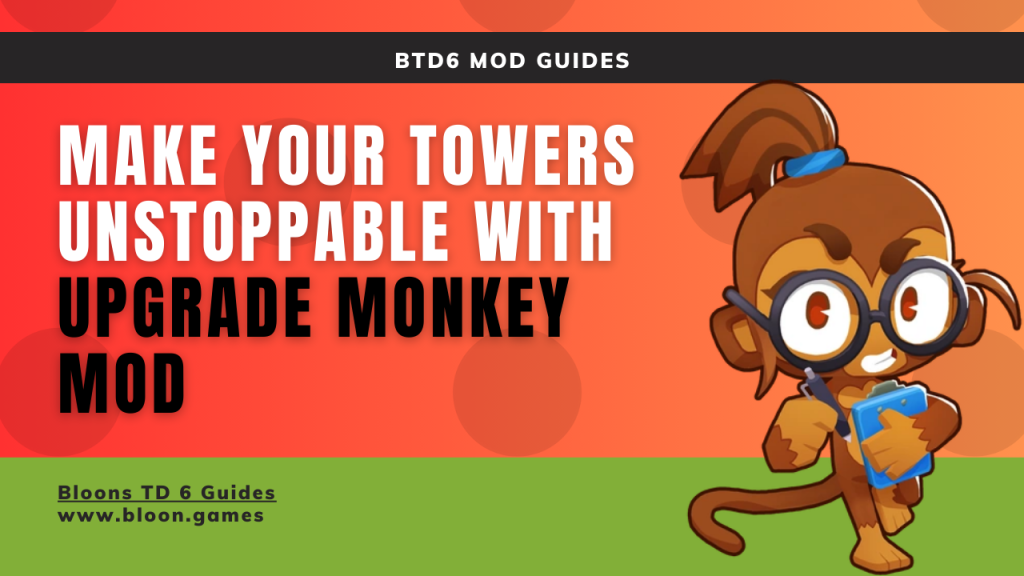 An image showcasing a BTD6 tower with significantly enhanced upgrades or a unique "choose your own upgrades" interface, emphasizing its overwhelming power.