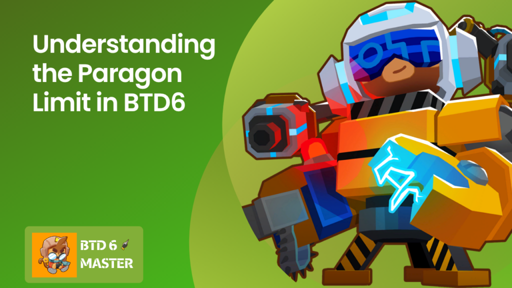 A clear infographic or screenshot showing the BTD6 event rules screen, highlighting where to find the specific Paragon limit for weekly Boss Events.