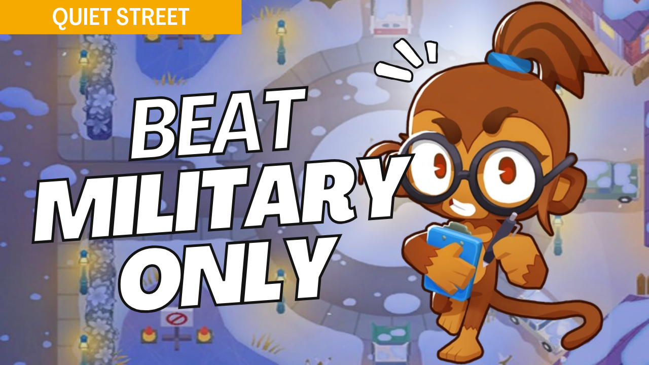 Win Military Only mode on the Quiet Street map in Bloons TD 6 with this tailored guide. Quiet Street’s unique layout requires well-thought-out military tower setups to maximize efficiency. This guide provides key strategies to handle each wave effectively in Military Only mode on Quiet Street.