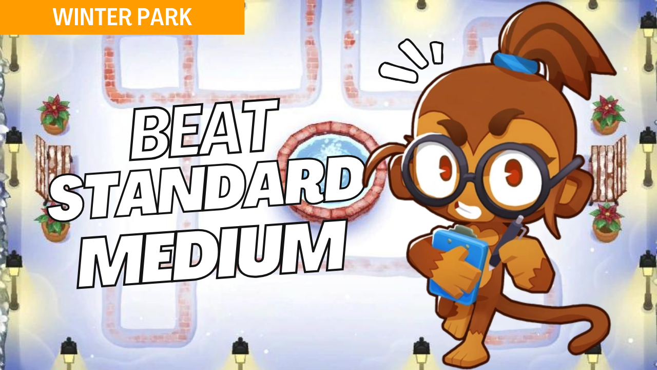Master Medium difficulty on Winter Park in Bloons TD 6 using this guide. Get optimal tower placements and strategy tips for Winter Park in standard mode to complete all rounds smoothly.