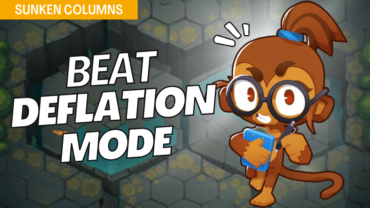 Master Deflation on Sunken Columns by maximizing value with limited cash. This guide provides optimal tower placements to manage all bloon waves, ensuring you reach victory without additional income in Deflation mode.