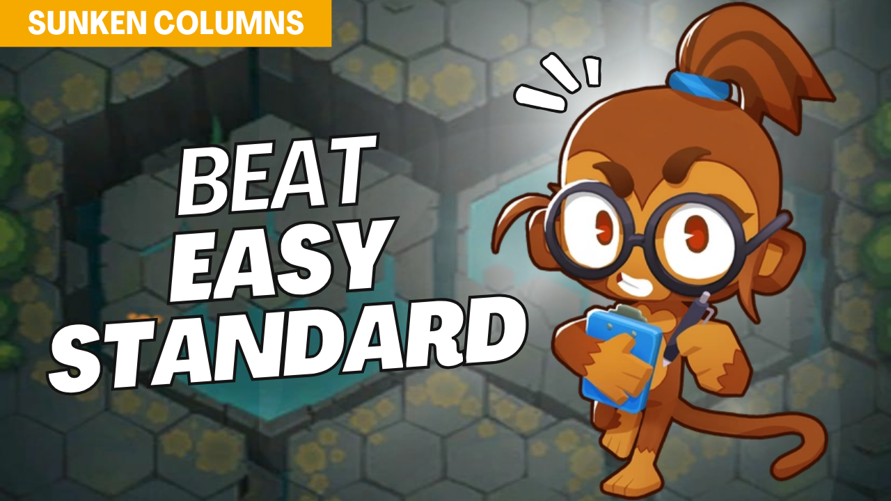 Conquer Easy mode on Sunken Columns with this foundational setup. Sunken Columns’ unique layout allows for strategic tower placements to clear each wave effectively. Use this guide to build a strong defense and complete the map with ease.