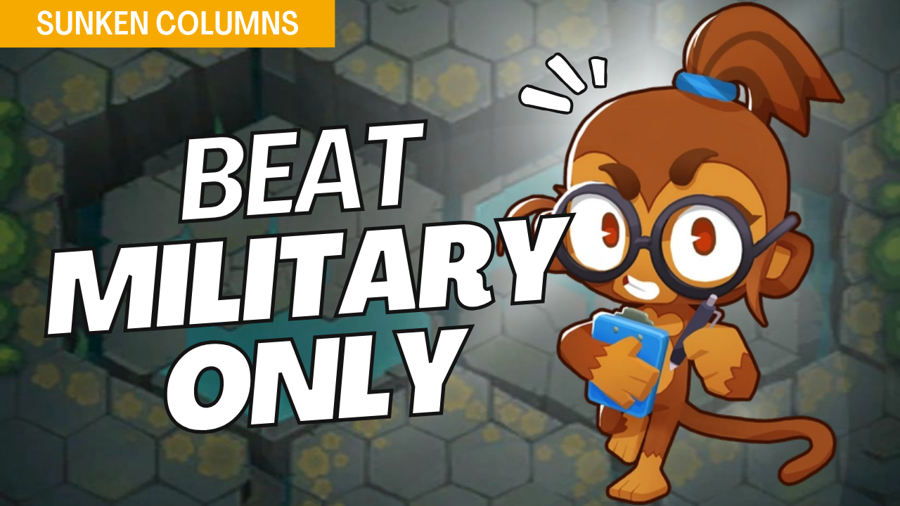 Master Military Only on Sunken Columns using a selection of military towers. This guide offers specialized setups to make the most of military towers, ensuring effective wave control and a secure victory on Sunken Columns.