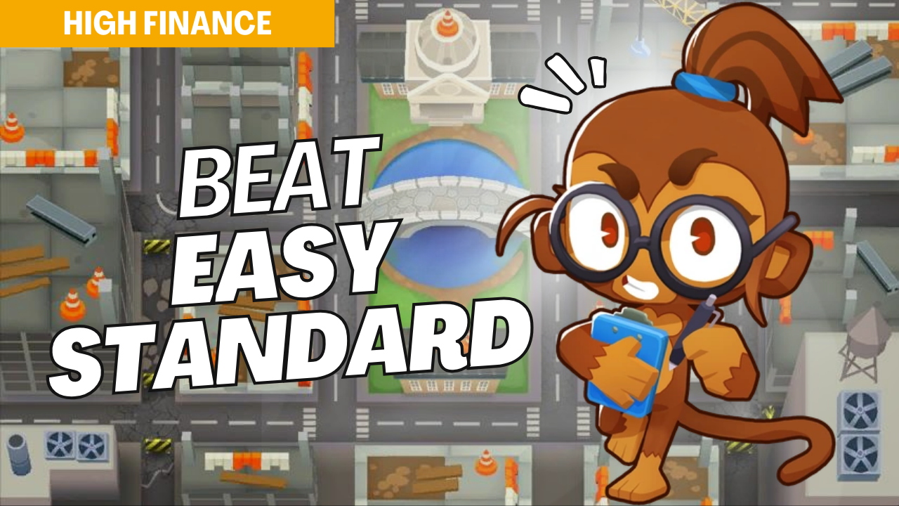 Conquer Easy mode on High Finance with this foundational setup. High Finance’s vertical, multi-level layout demands strategic tower placements to clear bloon waves effectively. Use this guide to build a solid defense and complete the map with ease.