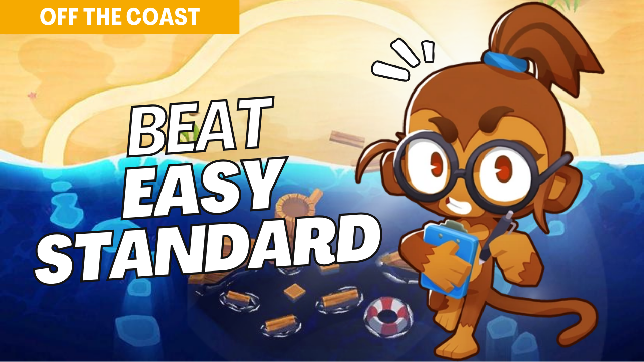 Conquer Easy mode on Off The Coast with this foundational setup. Off The Coast’s water-heavy layout requires strategic tower placements to manage bloon waves effectively. Use this guide to build a strong defense and complete the map with ease.