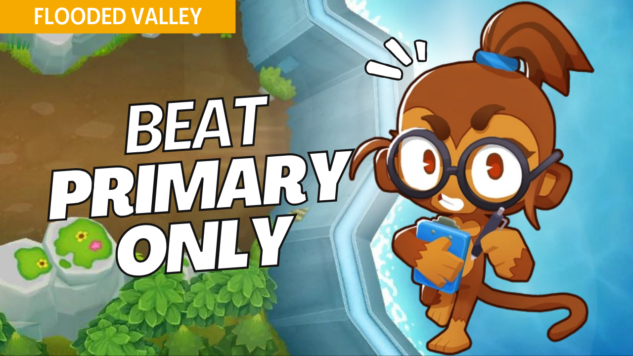 Win Primary Only on Flooded Valley using only primary towers. The water-focused paths make tower choice critical, and this guide provides optimized setups to control each wave effectively with primary towers.