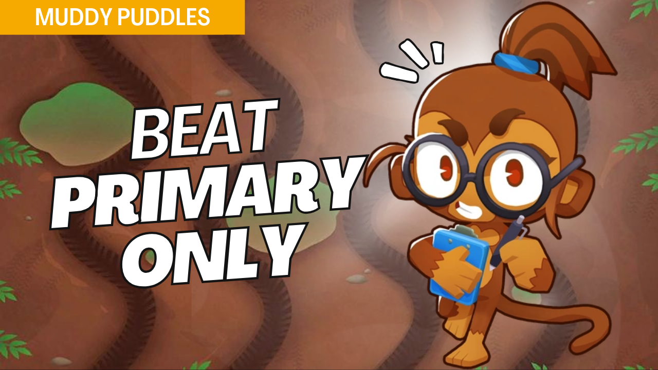 Win Primary Only on Muddy Puddles using only primary towers. The multiple paths make tower choice and positioning crucial, and this guide offers optimized setups to handle each wave effectively with primary towers.