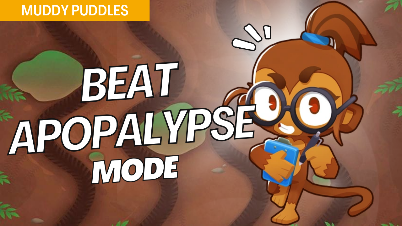 Survive Apopalypse on Muddy Puddles with this high-efficiency strategy. The nonstop bloon waves in Apopalypse mode make tower placements essential, and this guide provides setups to manage continuous bloon pressure on Muddy Puddles.