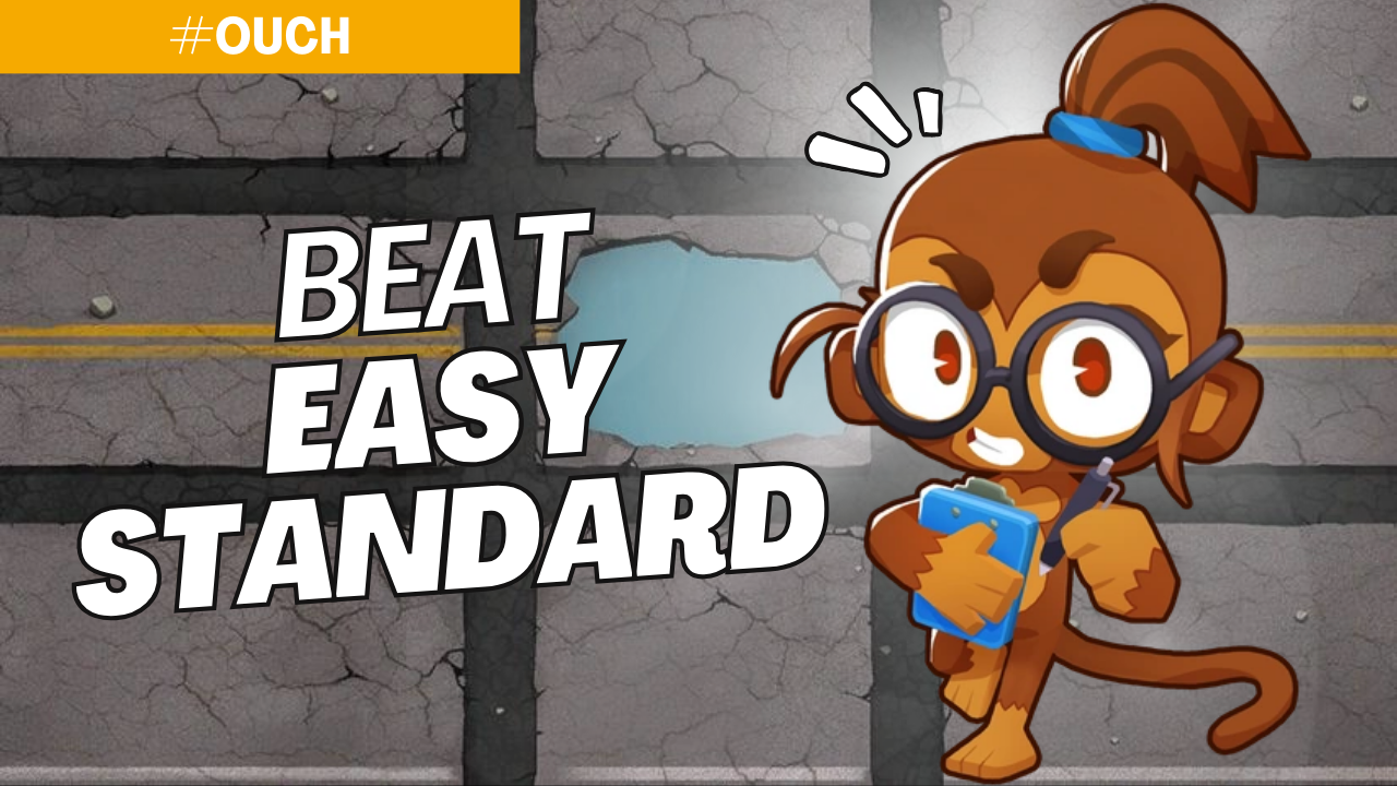 Conquer Easy mode on #Ouch with this foundational setup. #Ouch’s long and challenging layout requires strategic tower placements to handle bloon waves effectively. Use this guide to build a reliable defense and complete the map smoothly.