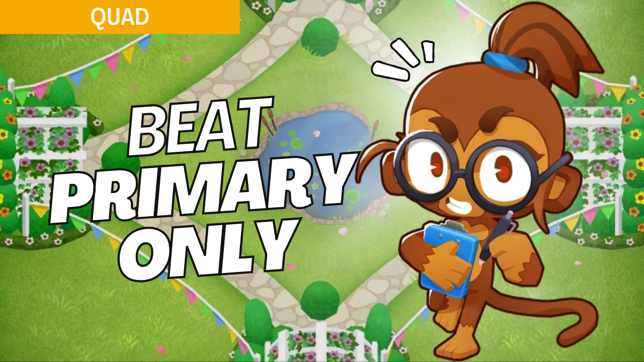 Win Primary Only on Quad using only primary towers. The four distinct paths make tower choice and positioning critical, and this guide provides optimized setups to handle each wave effectively with primary towers.