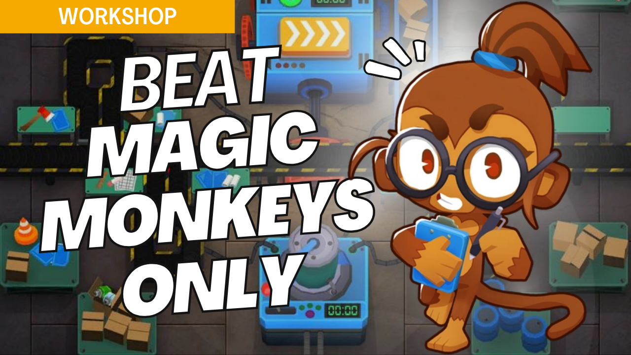 Beat Magic Monkeys Only on Workshop with carefully positioned magic towers. The rotating paths of Workshop make tower positioning crucial, and this guide provides key strategies to handle each wave effectively with magic towers.