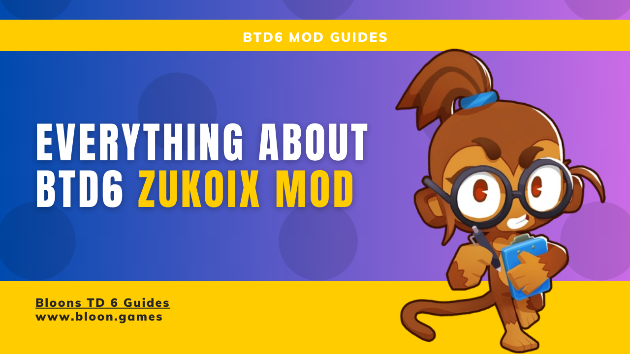 A striking visual showing off the new towers or fourth path upgrades added by several different Zukoix mods. For example, the Jedi Monkey, Hive Mind Monkey, or a familiar tower with a fourth path can be displayed side by side.