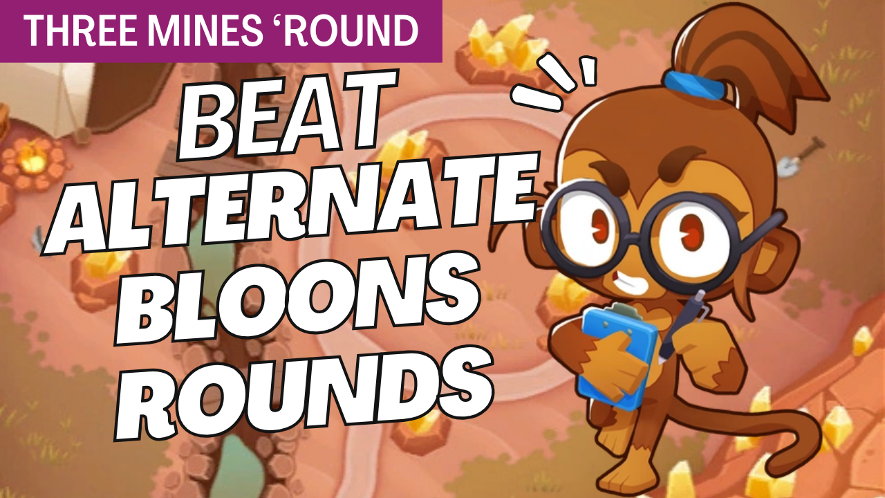 Beat Alternate Bloons Rounds mode on Three Mines ’Round (Hard) with Ninja Monkey, Sniper Monkey, and 5-2-0 Carrier Flagship. Monkey Knowledge-free strategy for smooth victory.