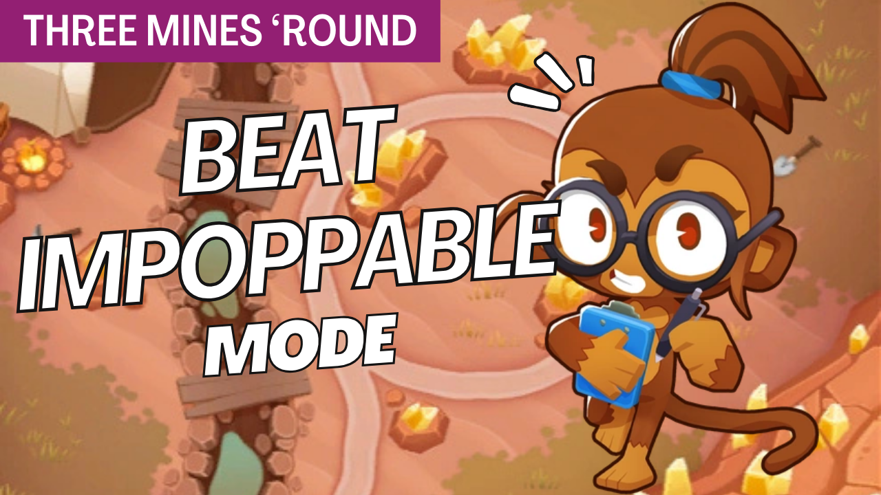 Win Impoppable mode on Three Mines ’Round (Hard) with Monkey Buccaneer and Wizard Monkey. Full strategy without Monkey Knowledge or abilities.