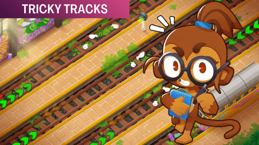 Comprehensive BTD6 strategies for Tricky Tracks, including tower placements and winning tactics for all difficulties such as Hard, Impoppable, and CHIMPS.