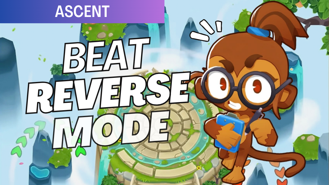 Beat Reverse on Ascent! Adapt to the reversed Bloon paths, take advantage of Ascent’s exceptionally long tracks, and build a defense that covers both routes effectively.
