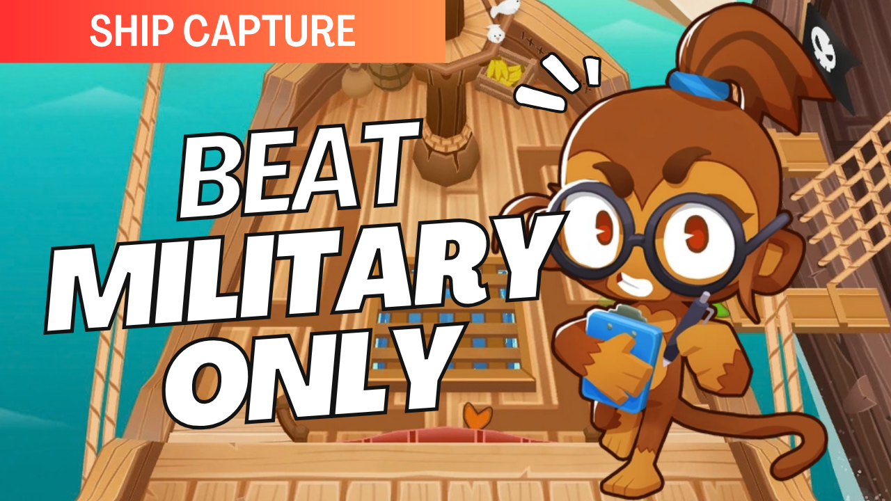 Beat Military Only on Ship Capture! Use Snipers, Buccaneers, Subs, Helis, and other Military Monkeys to defend the ship from both sides and stop the Bloon invasion.